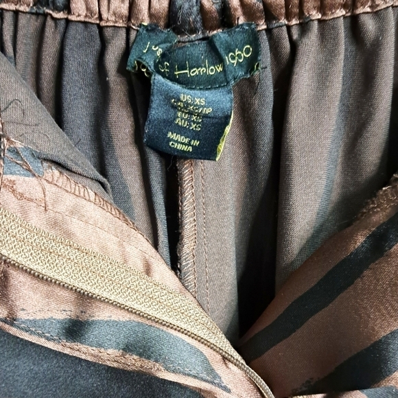 House Of Harlow 1960 Ànimal Print Black Brown Satin Wide Leg Pants - Picture 6 of 7